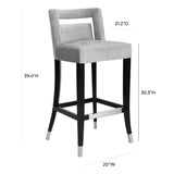 Hart Grey Velvet Bar Stool