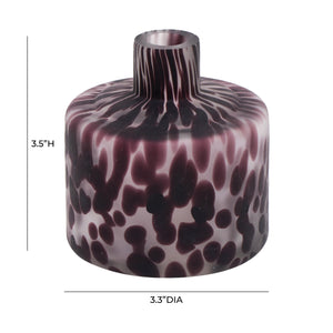 TOV Furniture Pickle Glass Vase Purple,Transparent 3.3"W x 3.3"D x 3.5"H