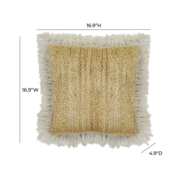 TOV Furniture Emerge Square Accent Pillow Natural 16.9"W x 4.9"D x 16.9"H