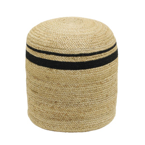 TOV Furniture Emerge Round Pouf Black,Natural 18"W x 18"D x 18"H