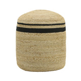 TOV Furniture Emerge Round Pouf Black,Natural 18"W x 18"D x 18"H