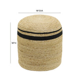 TOV Furniture Emerge Round Pouf Black,Natural 18"W x 18"D x 18"H