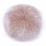 Ruby 16 Inch Genuine Tibetan Lamb Fur Round Pillow