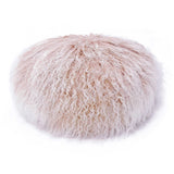 TOV Furniture Ruby 16 Inch Genuine Tibetan Lamb Fur Round Pillow Blush 16"W x 3.2"D x 16"H