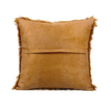 TOV Furniture Amber 18 Inch Genuine Goatskin Square Pillow Brown 18"W x 3.2"D x 18"H