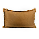 TOV Furniture Amber 20 Inch Genuine Goatskin Lumbar Pillow Brown 20"W x 3.2"D x 12"H