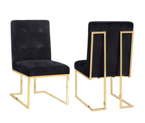 Akiko Black Velvet Chair - Set of 2