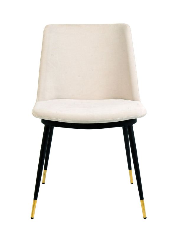 Evora Cream Velvet Chair - Gold Legs (Set of 2)