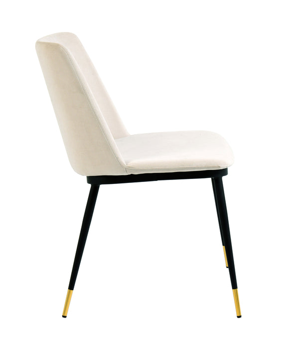 Evora Cream Velvet Chair - Gold Legs (Set of 2)