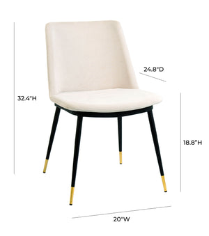 Evora Cream Velvet Chair - Gold Legs (Set of 2)