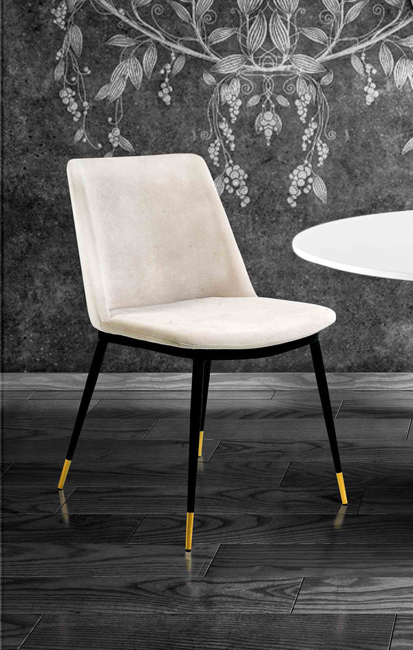 Evora Cream Velvet Chair - Gold Legs (Set of 2)