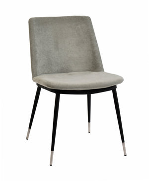 Evora Grey Velvet Chair - Silver Legs (Set of 2)