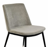 Evora Grey Velvet Chair - Silver Legs (Set of 2)