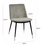 Evora Grey Velvet Chair - Silver Legs (Set of 2)