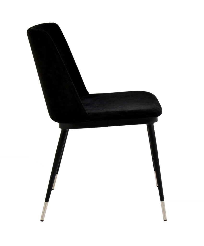 Evora Velvet Chair - Silver Legs (Set of 2) Black TOV-D4329