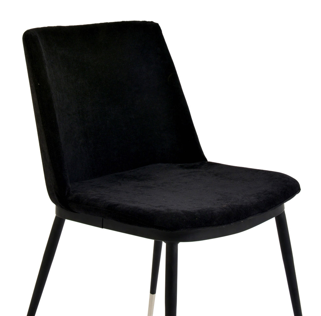 Evora Velvet Chair - Silver Legs (Set of 2) Black TOV-D4329