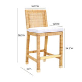 TOV Furniture Amara Rattan Counter Stool Natural 18.5"W x 21"D x 38.3"H