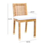 TOV Furniture Amara Rattan Dining Chair Natural 18.5"W x 20.5"D x 34.2"H