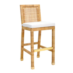 TOV Furniture Amara Rattan Bar Stool Natural 18.5"W x 20.6"D x 42.5"H