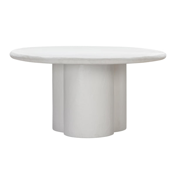 TOV Furniture Elika Faux Plaster Round Dining Table White 