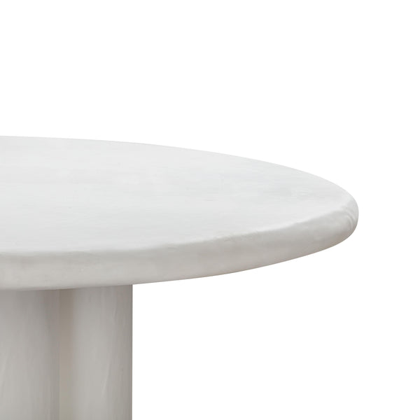 TOV Furniture Elika Faux Plaster Round Dining Table White 