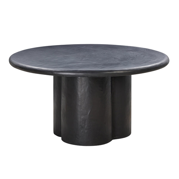TOV Furniture Elika Faux Plaster Round Dining Table Black 