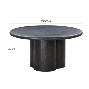 TOV Furniture Elika Faux Plaster Round Dining Table Black 