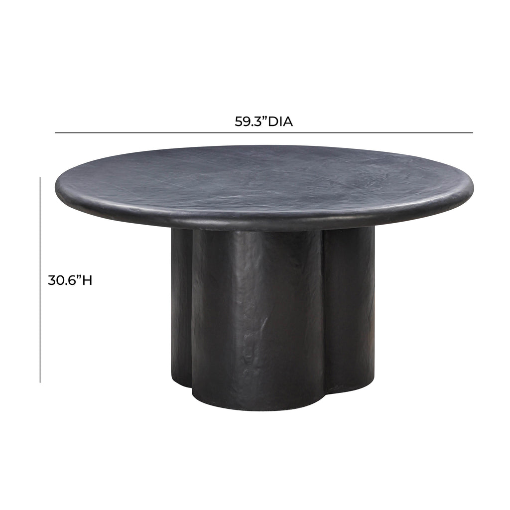 TOV Furniture Elika Faux Plaster Round Dining Table Black 