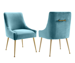 Beatrix Sea Blue Velvet Side Chair