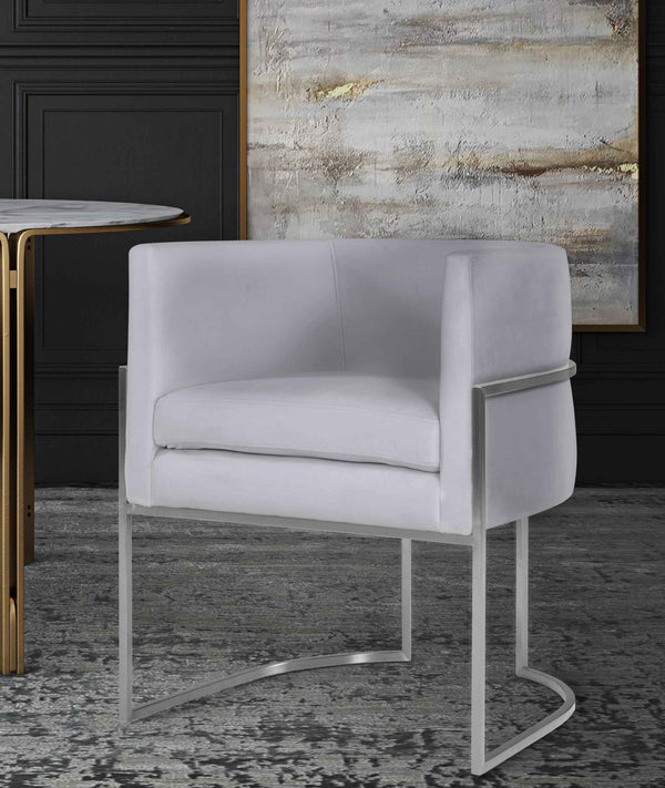 Giselle Grey Velvet Dining Chair with Silver Leg