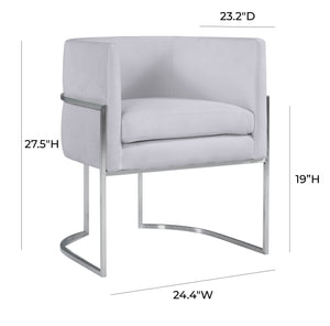 Giselle Grey Velvet Dining Chair with Silver Leg