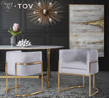 Giselle Grey Velvet Dining Chair with Gold Leg