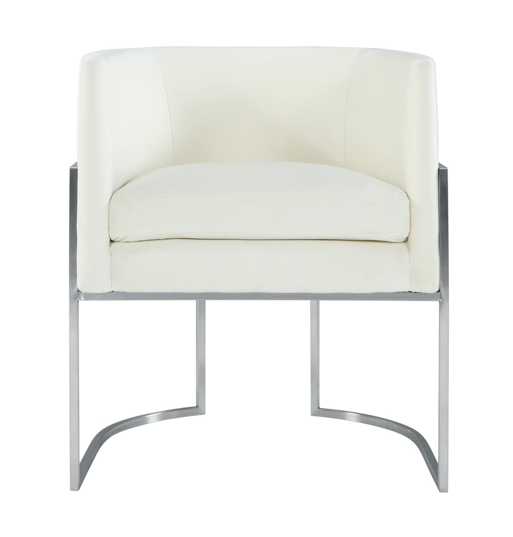 Giselle Cream Velvet Dining Chair Silver Leg