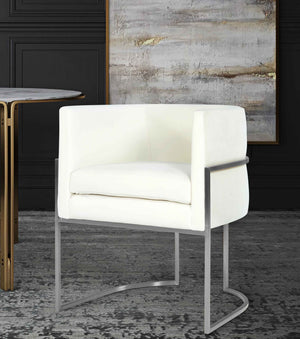 Giselle Cream Velvet Dining Chair Silver Leg