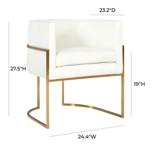 Giselle Cream Velvet Dining Chair Gold Leg