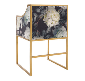 Atara Floral Velvet Gold Chair