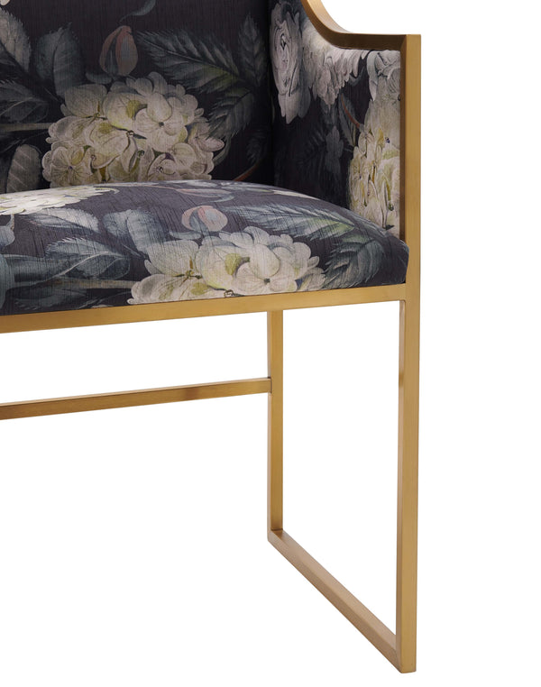 Atara Floral Velvet Gold Chair