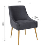 Beatrix Pleated Grey Velvet Side Chair