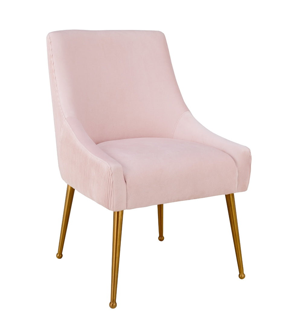 Beatrix Pleated Velvet Side Chair Blush TOV-D6396