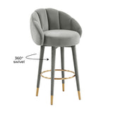 Myla Light Grey Swivel Bar Stool