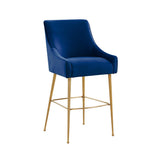 Beatrix Navy Velvet Bar Stool - Gold Legs