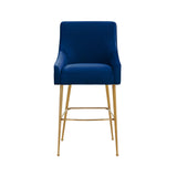 Beatrix Navy Velvet Bar Stool - Gold Legs