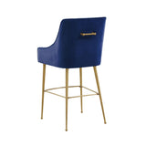 Beatrix Navy Velvet Bar Stool - Gold Legs