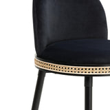 Harley Black Velvet Bar Stool