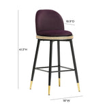 Harley Eggplant Velvet Bar Stool