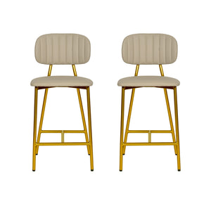 TOV Furniture Ariana Nude Vegan Leather Counter Stool - Set of 2  17.3"W x 18.5"D x 37"H