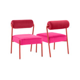 TOV Furniture Jolene Hot Velvet Dining Chair - Set of 2 Pink 20.8"W x 24.3"D x 31.5"H