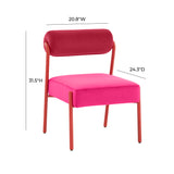 TOV Furniture Jolene Hot Velvet Dining Chair - Set of 2 Pink 20.8"W x 24.3"D x 31.5"H