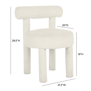 TOV Furniture Carmel Boucle Dining Chair Cream 21.3"W x 20"D x 28.5"H