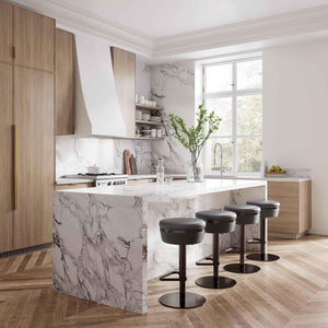 TOV Furniture Astro Woven Vegan Leather Adjustable Stool Grey 15"W x 15"D x 35.4"H